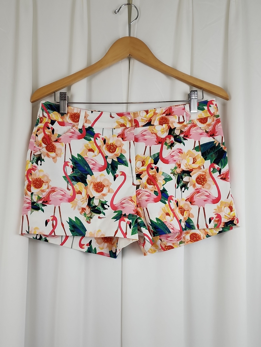 Nicole by Nicole Miller Flamingo Floral Print Shorts Pink Multi Size
